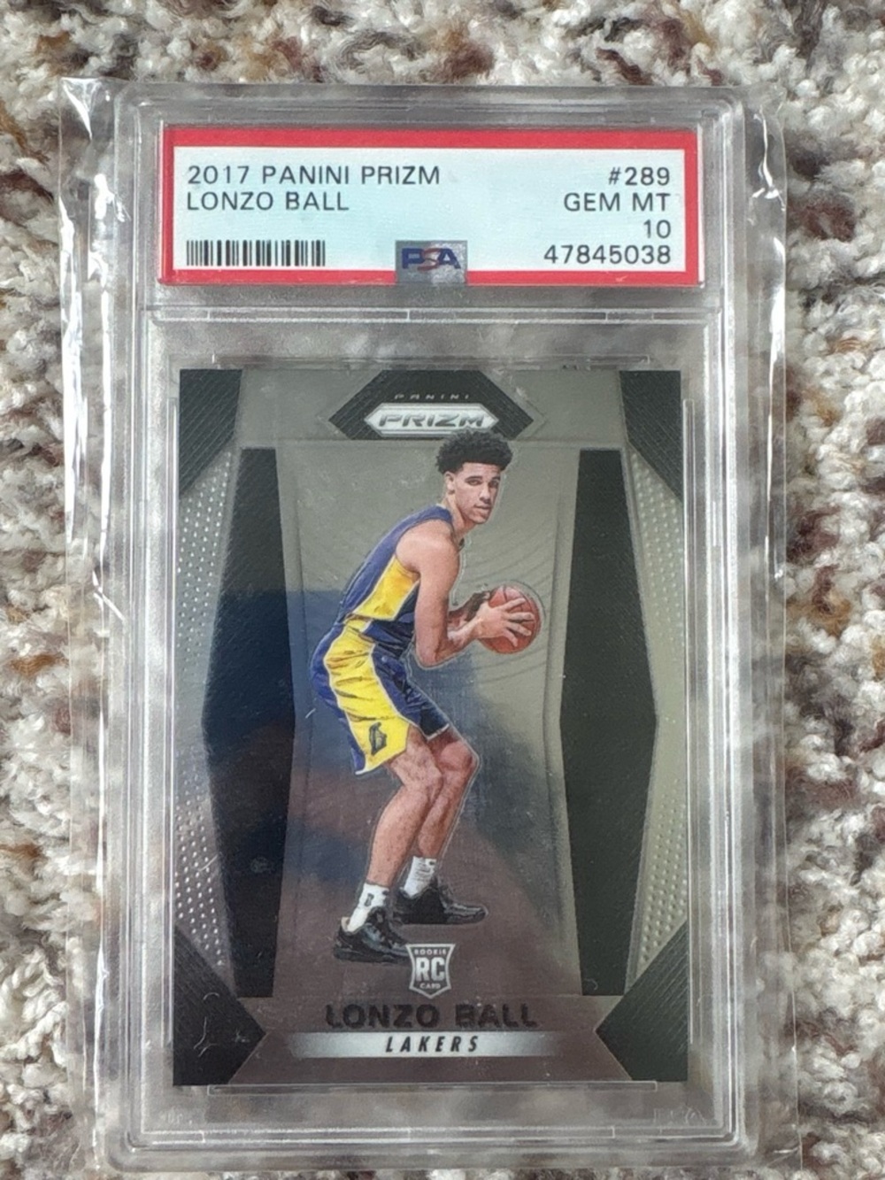 Panini Lonzo Ball Lakers Purple & Yellow Rookie Card